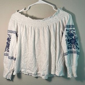 Off-shoulder embroidered top